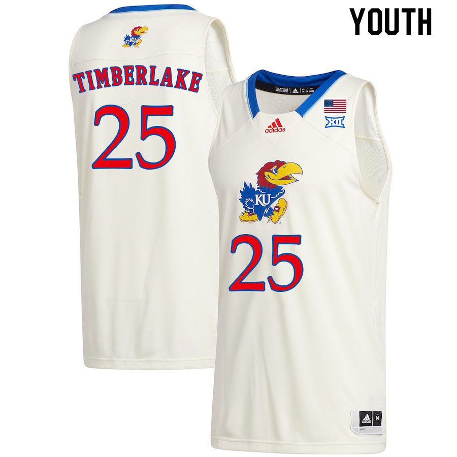 Youth #25 Nicolas Timberlake Kansas Jayhawks College Basketball Jerseys Stitched Sale-Cream